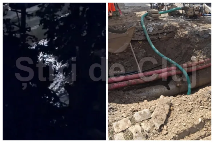 VIDEO. B-dul Aurel Vlaicu din Cluj, „navigabil” de azi-noapte din cauza unei avarii: „De la ora 2 noaptea până la prânz n-au fost în stare să repare țeava”