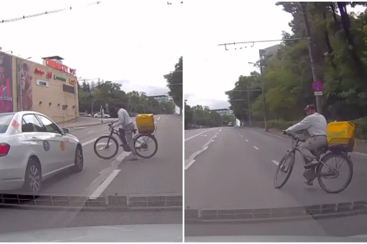 VIDEO. Un curier din Asia face slalom printre mașini, ca la el acasă, într-o zonă circulată din Cluj-Napoca. „Cum poți muri de două ori în cinci secunde”
