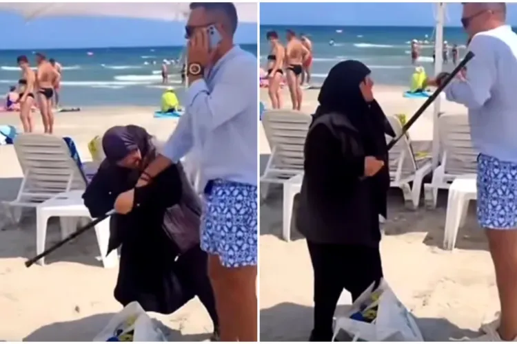 VIDEO. Momentul în care o bunicuță îl ia la bătaie pe administratorul unei plaje din Năvodari. Motivul pentru care l-a mușcat