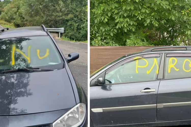 Gest șocant la Cluj care a pornit de la o parcare! Mașina unei femei, vandalizată cu spray galben: ‘NU PARCA’. Vecinii sunt revoltați