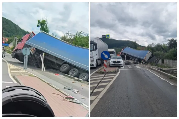 Cum s-a produs accidentul de la Ciucea de azi, în care un TIR a blocat traficul între Cluj și Oradea: A doborât doi stâlpi. Încă se circulă cu dificultate