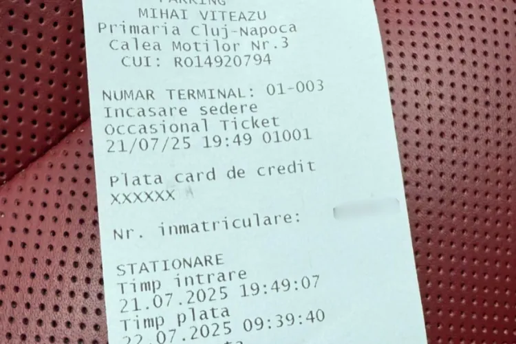 Suma URIAȘĂ pe care a plătit-o un turist pentru un loc de parcare în Cluj-Napoca: „Taxă de noapte ca-n Dubai, dar suntem în Cluj!” FOTO