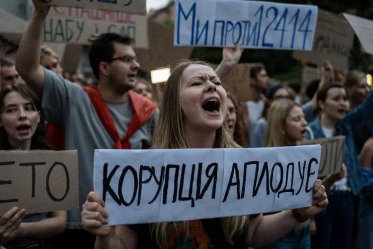Furie în Ucraina. Oamenii ies în stradă să protesteze împotriva deciziei lui Volodimir Zelenski și nu se tem de legea marțială: „Nu vrem corupție!”