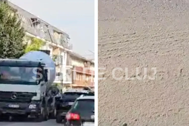 Haos pe o stradă din Cluj-Napoca! Locuitorii nu mai suportă camioanele care trec zilnic pe sub ferestrele lor VIDEO