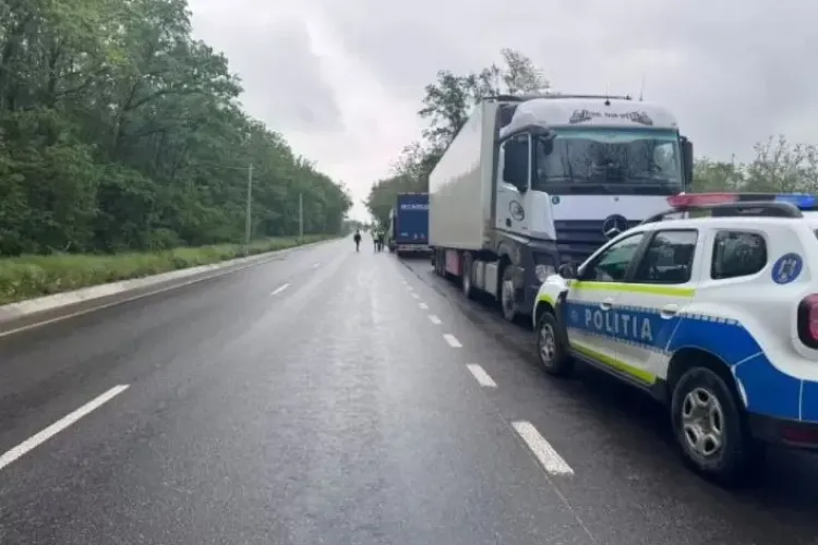 Șofer de TIR din Cluj, rupt de beat, a făcut un accident chiar în fața polițiștilor rutieri!