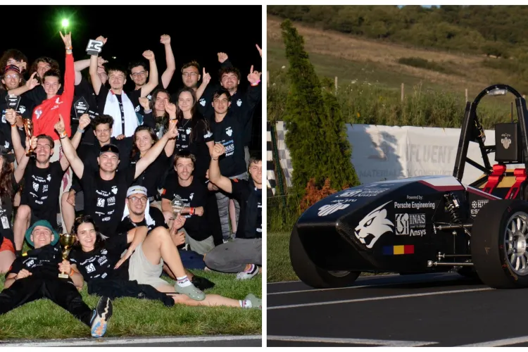 Studenții de la Universitatea Tehnică din Cluj au luat locul 2 la Formula Student Balkans 2025 cu o mașină electrică făcută de ei! FOTO