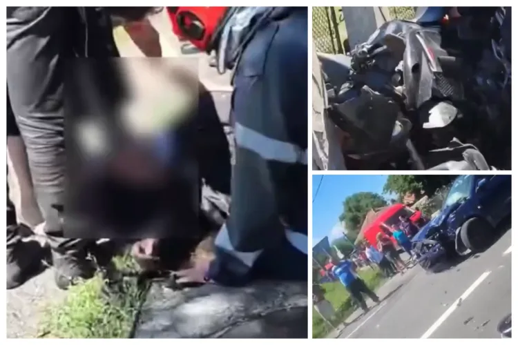 VIDEO. Doi tineri din Cluj au fost răniți grav într-un accident, pe motocicletă. Un șofer de 76 de ani ar fi tăiat calea unui grup de motocicliști  