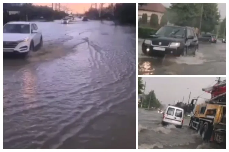 VIDEO. Clujul, mica Veneție: „Trecem Clujul cu gondola. Cu mașina, imposibil”/Mai multe străzi au fost lacuri uriașe, după ce șuvoiele au cuprins drumurile