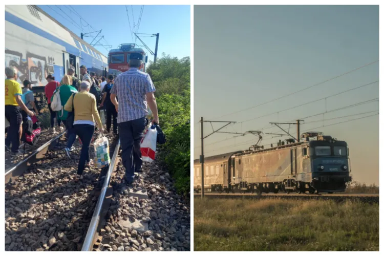 Trenul Oradea-Constanța a pierdut două vagoane în mers. Pasagerii au așteptat ore întregi în câmp