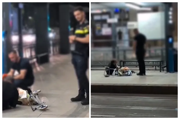 Poliția Cluj răspunde acuzațiilor de nepăsare față de un clujean căzut pe trotuar, în stația de tramvai de la Gara Cluj: „A fost dus la spital” VIDEO