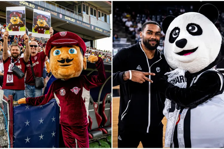 Cefi sau Winny? Cine câștigă duelul mascotelor în Cluj-Napoca? U-BT se laudă cu un ursuleț simpatic, CFR Cluj cu un controlor de tren