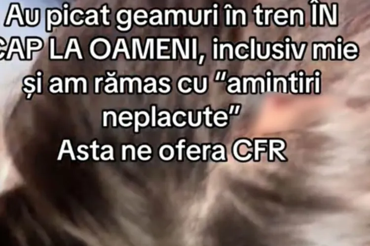 Incident ȘOCANT într-un tren CFR: Pasagerii, loviți din senin de cioburile unui geam care s-a spart deasupra lor VIDEO