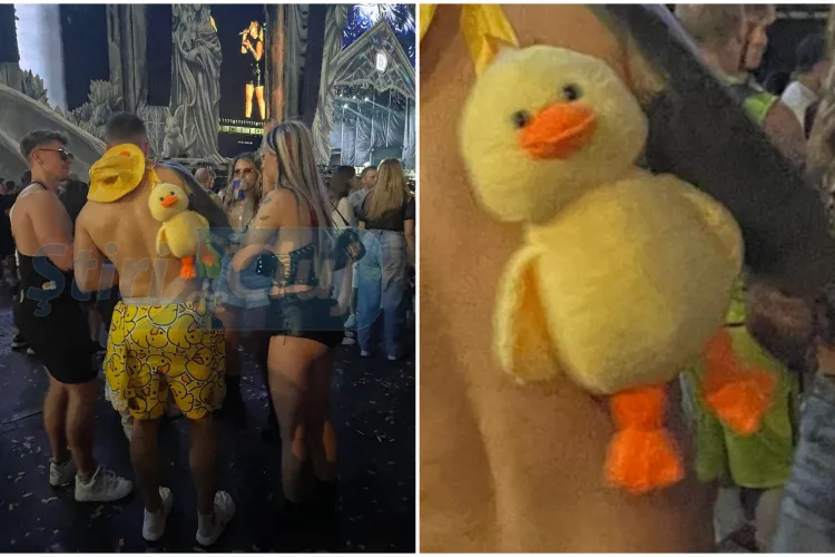 FOTO. Nu s-a putut despărți de rățușca de pluș și a adus-o la UNTOLD. Mai mulți tineri au venit la concert ca la plajă