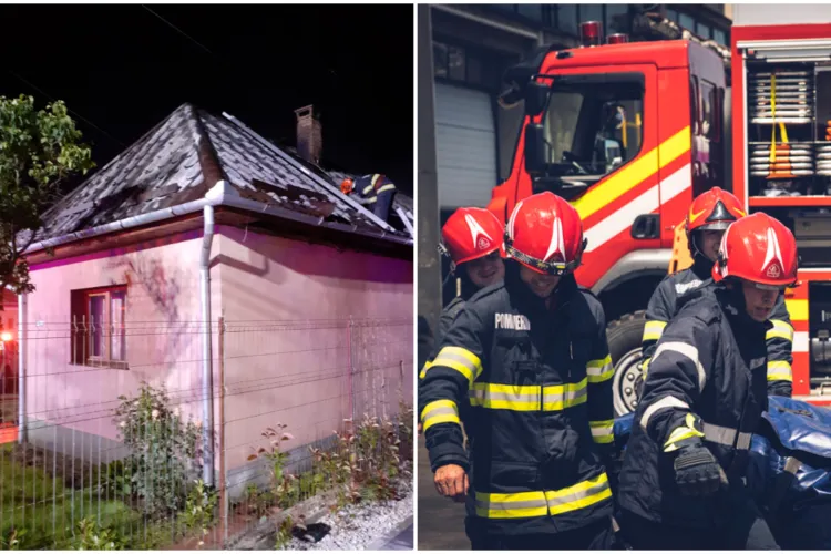 Incendiu la o casă din Cluj. Doi bărbați au fost răniți, pompierii s-au luptat cu flăcările zeci de minute