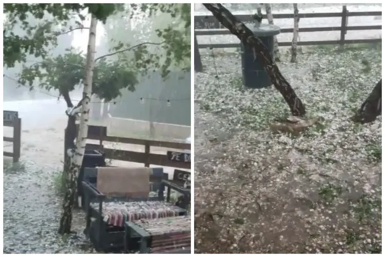 VIDEO. Furtună năprasnică cu grindină cât oul la Cluj. La Sălicea, totul a fost acoperit de un strat alb și transformat într-un peisaj de...iarnă