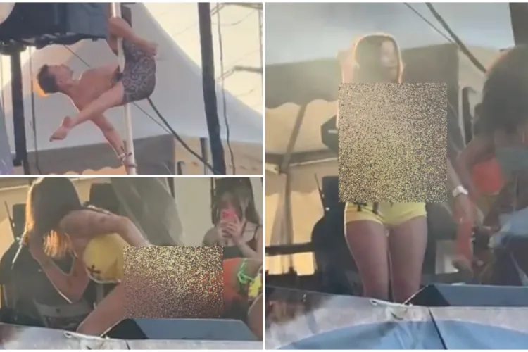 VIDEO. Feminista Erika Isac, show controversat la Untold. Îmbrăcată provocator, a adus un bărbat să danseze la bară pe scenă