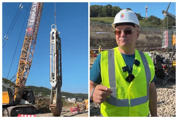 VIDEO. A început construcția puțului pentru metroul de la Cluj. Constructorul recunoaște: „Nu putem spune deocamdată, când vor putea fi coborâte cârtițele”