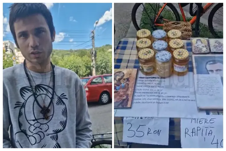 VIDEO. Viață tristă la Cluj: Un tânăr cu handicap vinde miere pentru a-și ajuta fratele bolnav de cancer și o „bunică” cu Altzheimer. Dacă puteți, ajutați!