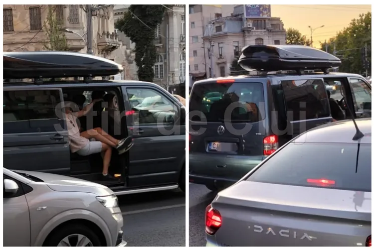 Clujeni „petrecăreți” au făcut „specactol” periculos în trafic în București: „Circulau cu ușa deschisă, picioarele scoase în afară, muzica la maxim” 