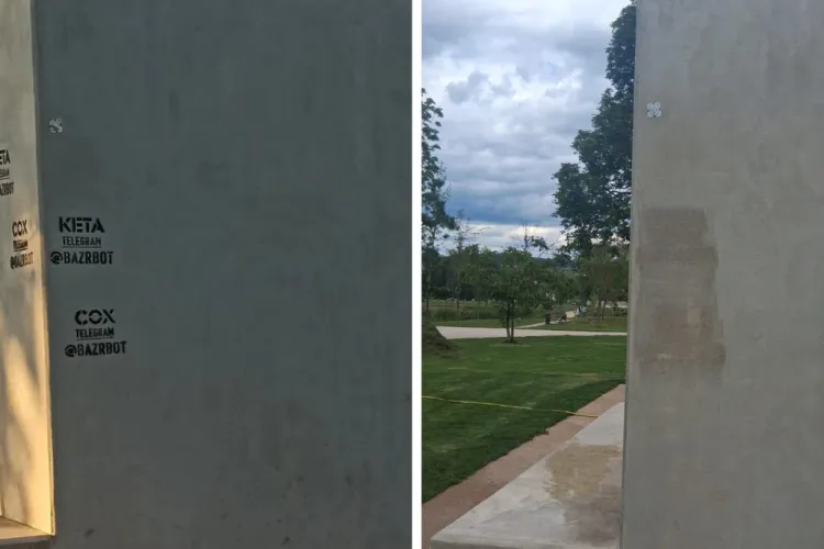 FOTO Cum a reacționat Primăria Cluj-Napoca după ce un parc freventat de familii a fost acoperit peste noapte de grafiti ce promovează drogurile