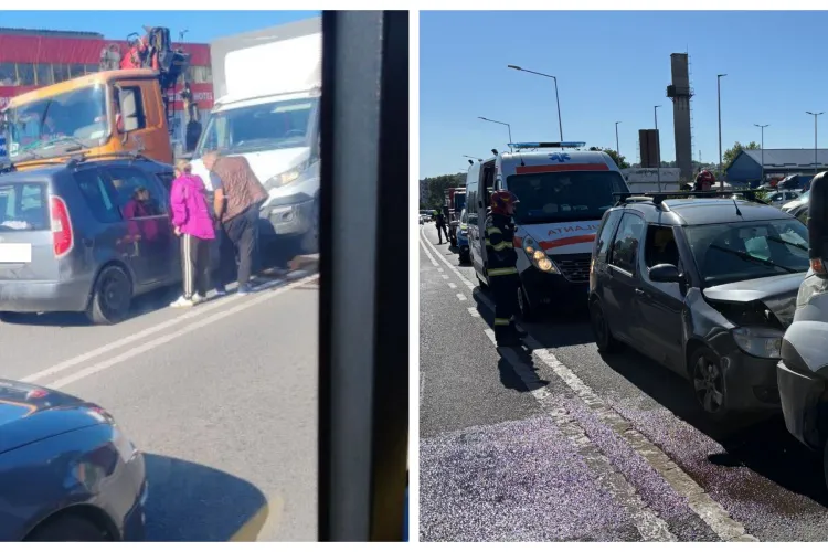 Panică pe Calea Baciului din Cluj-Napoca: O mașină și o autoutilitară au fost implicate într-un accident. Un bărbat a fost transportat la spital
