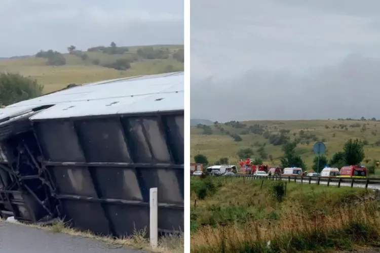 VIDEO. Ce a provocat tragedia cu un deces și 9 răniți? șoferul autocarului nu ar fi adaptat viteza într-o curbă periculoasă: Primele concluzii ale IPJ Cluj