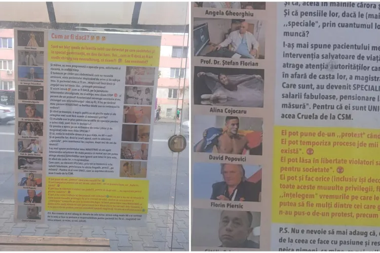 FOTO Propagandă bizară împotriva magistraților în Cluj. Afișul care poate intra în atenția autorităților: „Ca medic, dacă aș zice stop, în semn de protest”