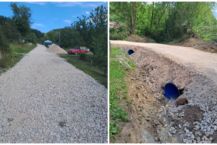 O comună din Cluj își modernizează drumurile distruse de furtună în ultimele luni. Investiție de sute de mii de lei FOTO