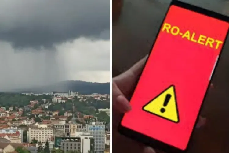 Mesaj RO-Alert emis de ISU: Cod Portocaliu de vreme severă, cu ploi torențiale, grindină și vânt puternic în Cluj