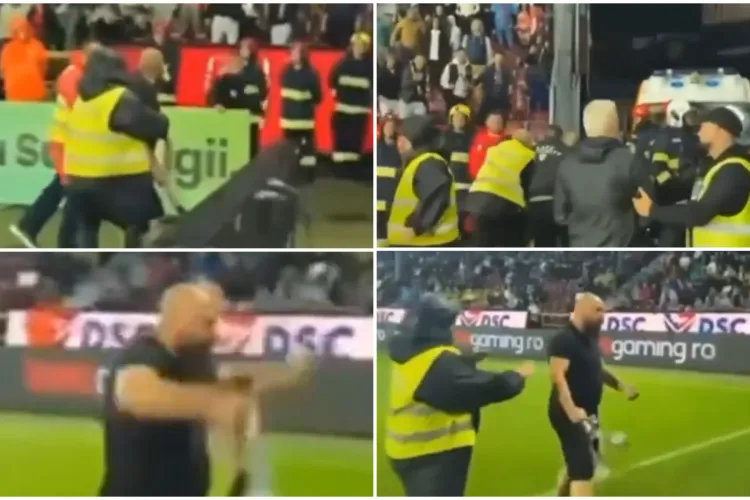 VIDEO. CFR Hooligans în actiune. Momentul în care un suporter „feroviar” sare în teren și vrea să se ia la bătaie cu toată Peluza NORD FCSB