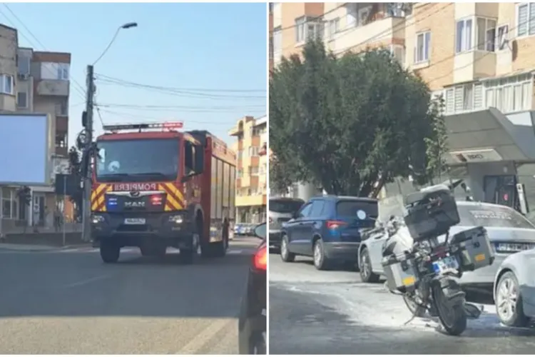 Panică pe un drum din Cluj. O motocicletă a luat foc, pompierii au intervenit de urgență. De la ce a pornit