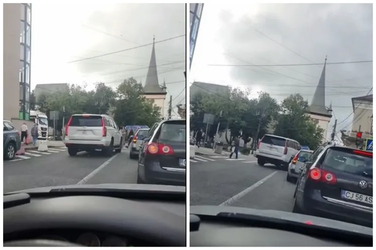 Tupeu maxim pentru un șmecher cu SUV: Când toată lumea aștepta la semafor, a depășit coloana pe contrasens și a trecut pe roșu VIDEO