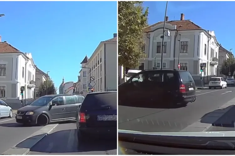 VIDEO. Un șofer pierdut în spațiu a intrat pe contrasens în zona Casei de Cultură a Studenților. Cum a ieșit din „încurcătură”