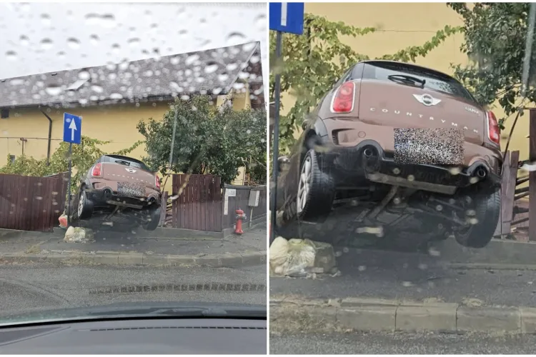 Un șofer din Cluj-Napoca a vrut să parcheze în curte, însă elanul a fost prea mare. Ploaia i-a venit de hac: „Nu are voie acolo”