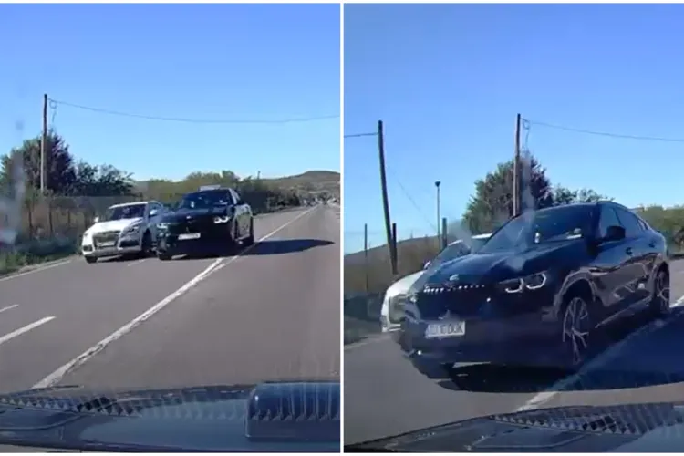 VIDEO.  Momentul în care șoferul unui SUV BMW face o depășire inconștientă pe un drum din Cluj. Accidentul, evitat cu greu