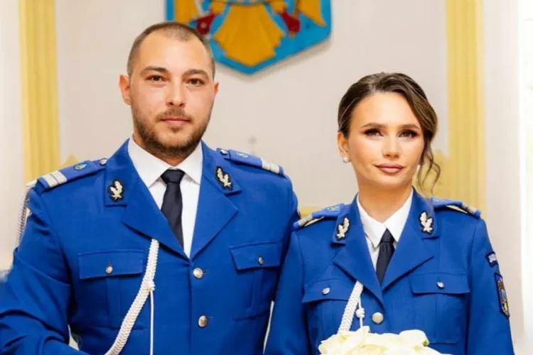 Căsătoria anului în Jandarmeria Cluj: Gabriela și Marius, colegi- jandarmi au spus „Da”: „Uniți de iubire și de uniforma blue-jandarm” FOTO
