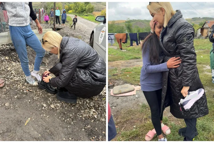 Când alții postează lux, ea încalță copii desculți! Rocsana Contraș, femeia cu inima de aur din Cluj, a făcut din nou o minune pentru 55 de copii nevoiași