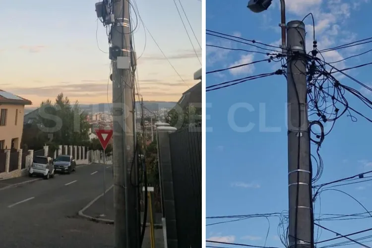 VIDEO. Cabluri electrice la vedere și stâlp deteriorat: O stradă din Cluj-Napoca, asfaltată acum doi ani, ascunde un pericol pentru clujenii din zonă
