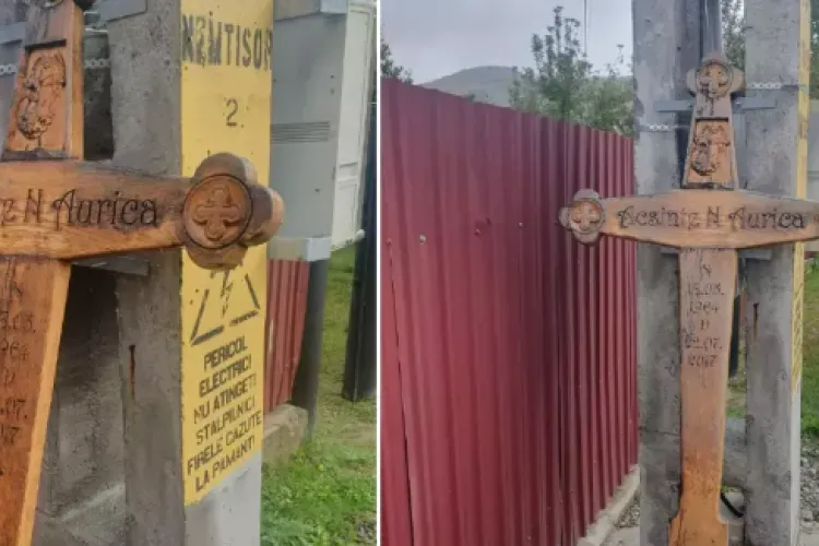 Scene halucinante! Un bărbat a furat crucea soacrei din cimitir și a dus-o în fața casei unde locuia soția. Ce a vrut să-i transmită 
