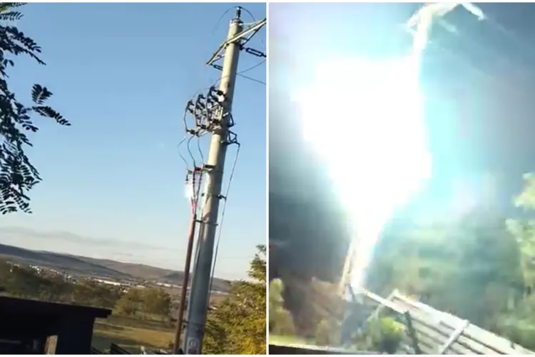 VIDEO. Incident periculos într-o localitate din Cluj. Un stâlp de electricitate a fost aproape să producă o advărată tragedie în jur
