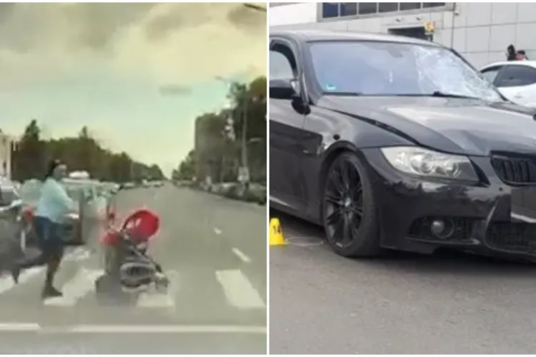 VIDEO. Momentul în care o mămică cu un bebe în cărucior e ucisă de un BMW, surprins de camera de bord. Imaginile sunt șocante