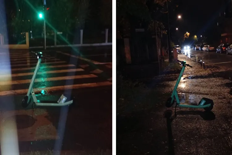 Lovit pe trotuar de o trotinetă electrică! Un clujean acuză lipsa de reguli și indiferența firmelor de închiriere