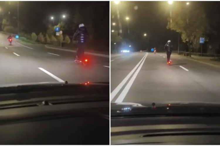 VIDEO. Tânăr pe trotinetă, surprins circulând în paralel cu o motocicletă cu „numere galbene” în trafic: „Poate își recunosc părinții rezultatele”