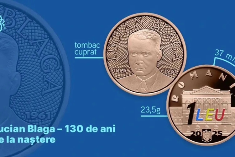 Prima monedă colorată din istoria României va fi lansată luni. Moneda colorată dedicată lui Lucian Blaga va fi prezentată la Cluj de conducerea BNR