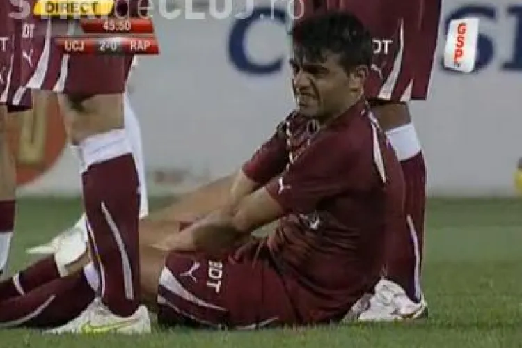 Rui Duarte accidentat de o petarda aruncata de fanii U Cluj VIDEO