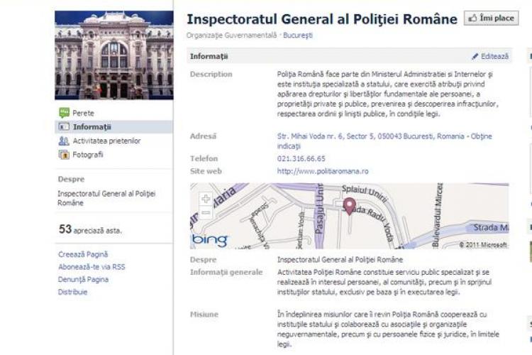 Politia Romana si-a facut conturi pe Facebook si Twitter