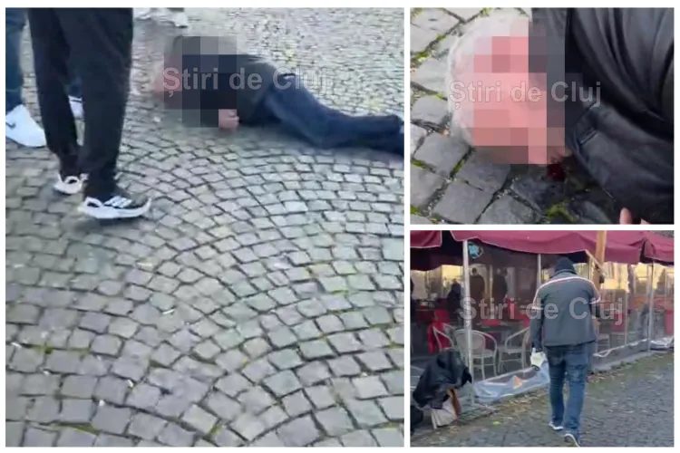 EXCLUSIV. VIDEO Cutremurător! Bătrân bătut crunt și lăsat inconștient pe asfalt în centrul Clujului: „L-ai ucis pe tata” Atenție Imagini ȘOCANTE
