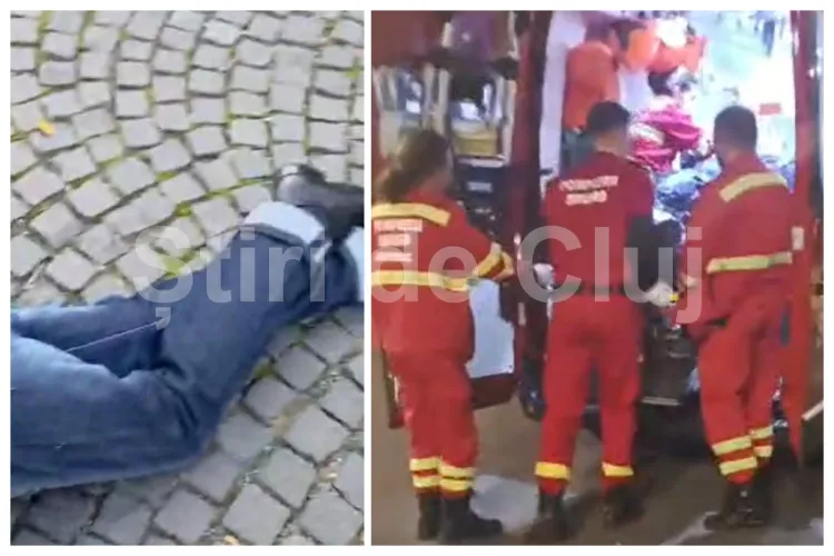 Exclusiv Video: Bărbatul care a bătut crunt un bătrân și l-a lăsat inconștient în centrul Clujului a fost reținut de polițiști. Atenție Imagini Șocante
