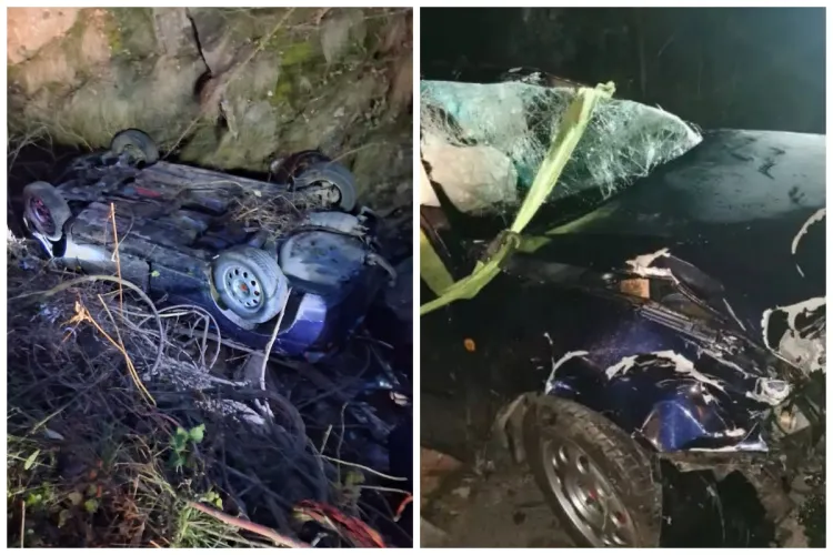 Accident cumplit! Un clujean de 20 de ani a murit după ce s-a răsturnat cu mașina într-o albie FOTO
