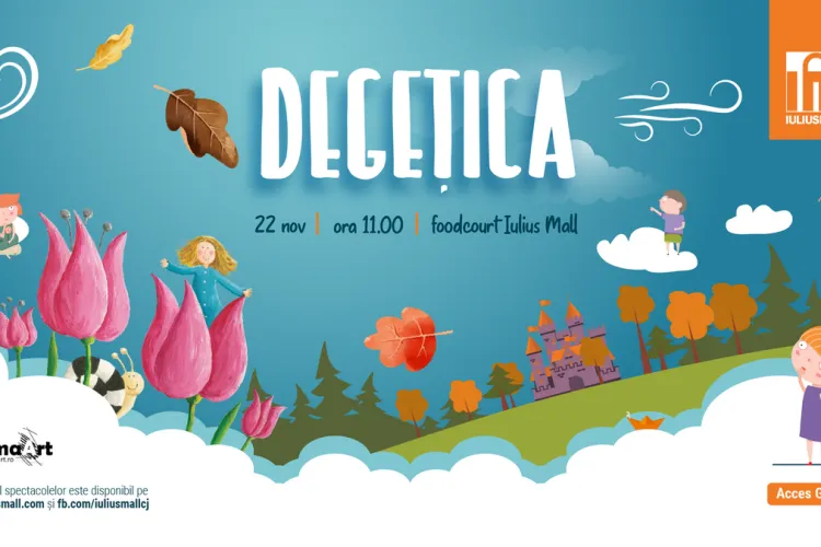 Marionetele aduc o nouă piesă de teatru pe scena din Iulius Mall Cluj, în această sâmbătă. Intrarea la „Degețica” este gratuită